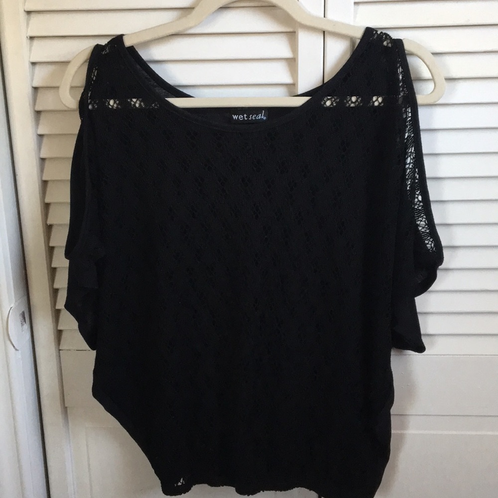 Black cold shoulder top